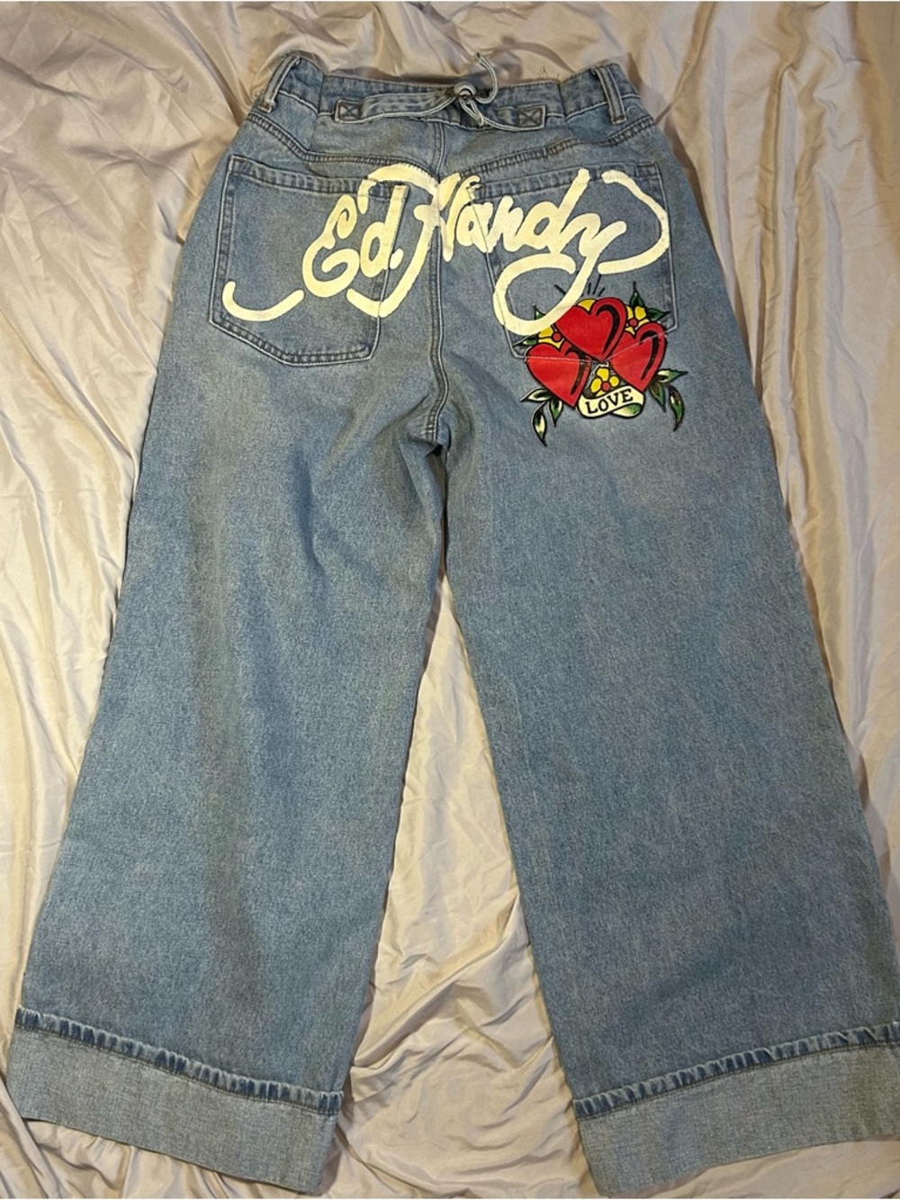 Ed Hardy (modified) Light Blue Denim Jeans with Red Heart Patch